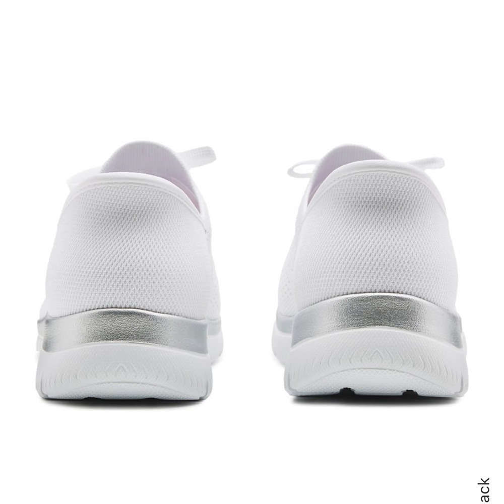 Skechers Women's Knit Sneakers in White and Silver - Picture 4 of 13